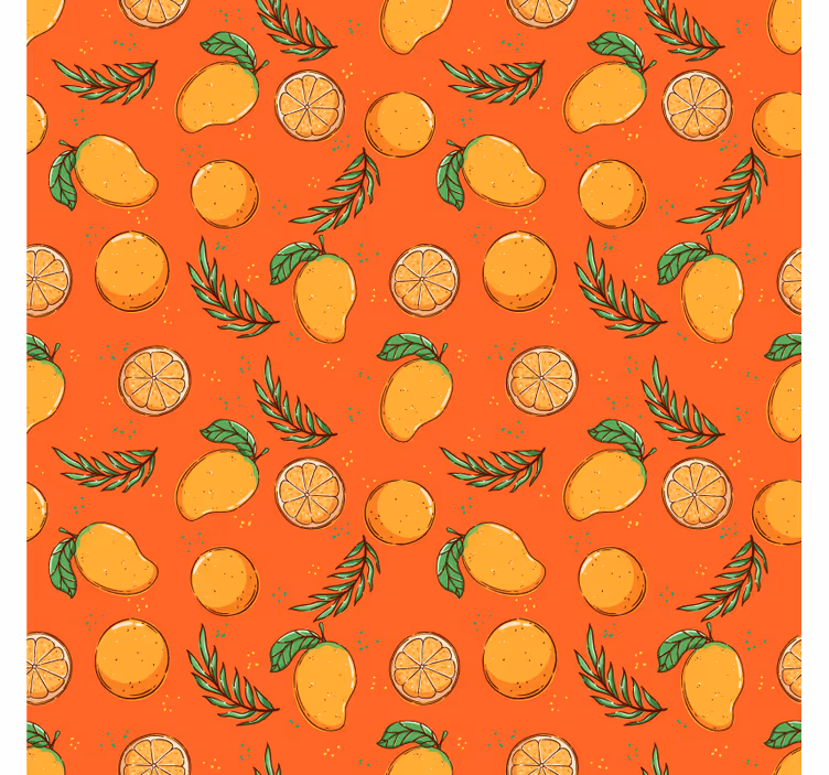 Sitruskuvioinen ornamentti tapetti - Tenstickers