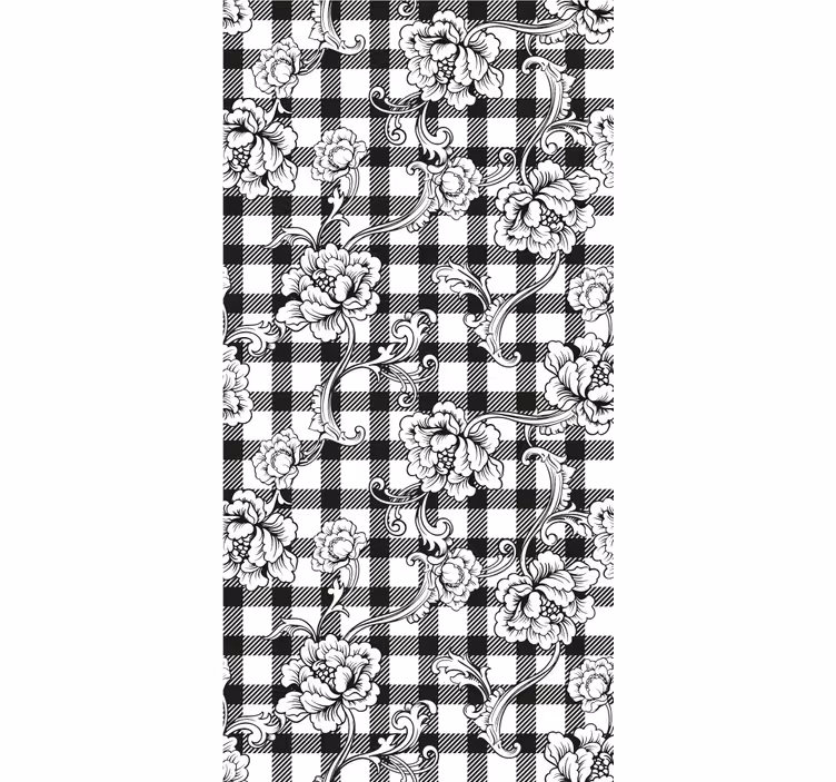Kukkakuviollinen ruututapetti - Tenstickers