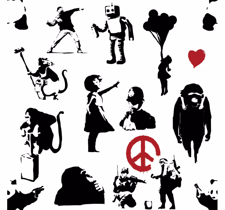 Leikkisät hahmokuviot makuuhuoneen tapetti - Tenstickers