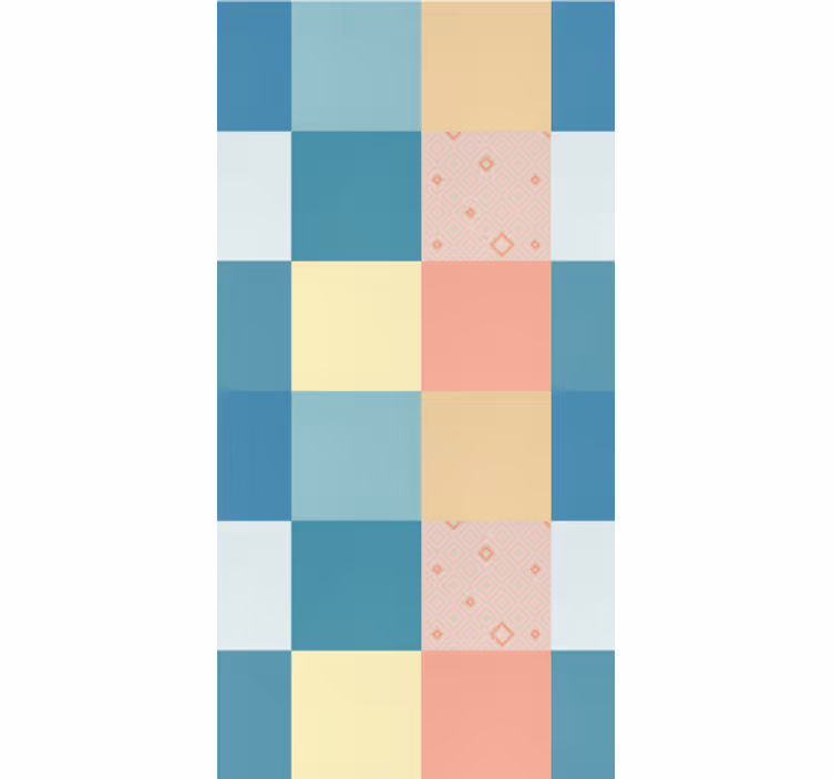 Geometrinen pastelli ruudullinen ruokasalitapetti - Tenstickers