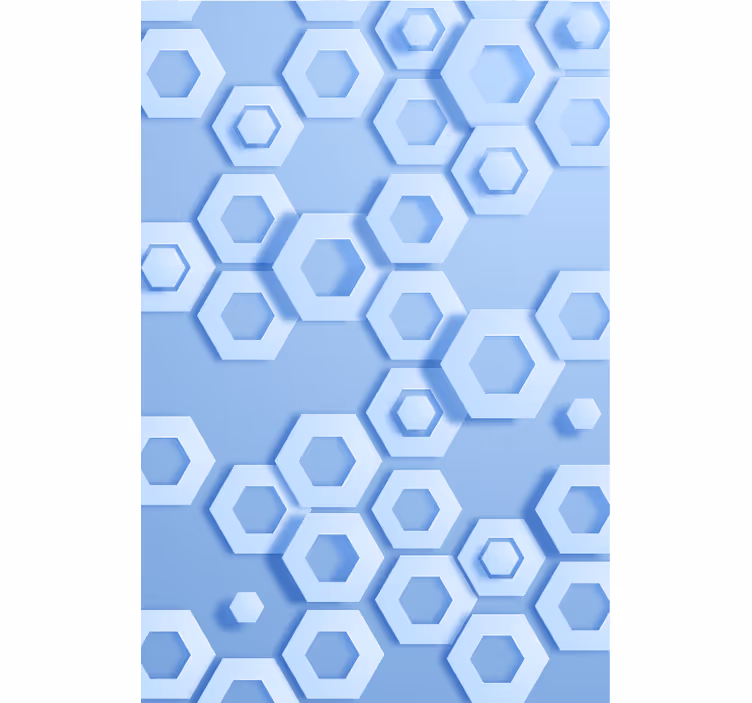 Kuusikulmainen sininen kuvio geometrinen tapetti - Tenstickers