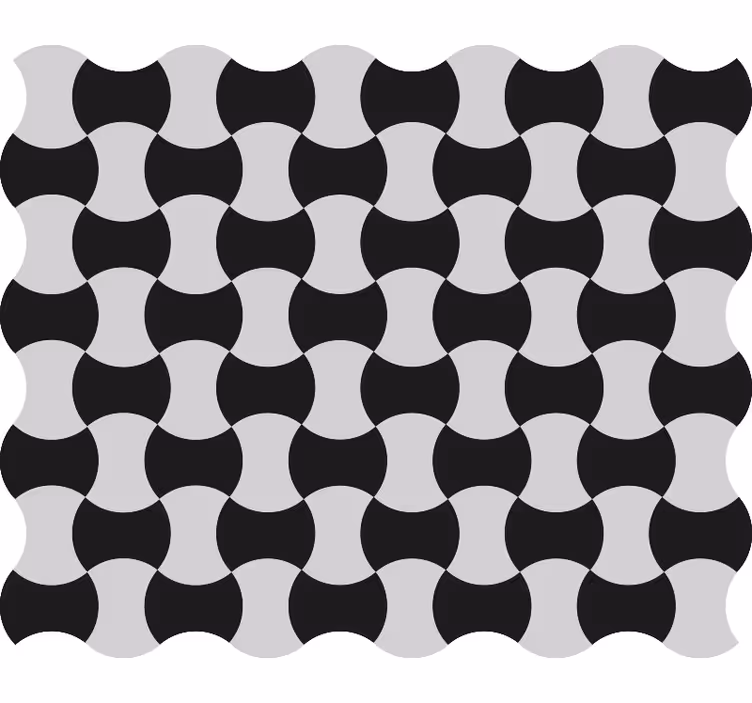 Musta ja valkoinen kaarimalli geometrinen tapetti - Tenstickers
