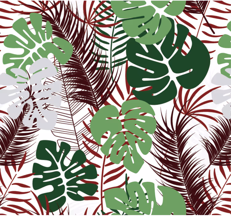 Monstera-lehdet punaisilla oksilla luonto tapetti - Tenstickers