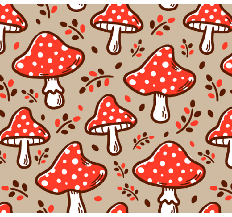 Tyypilliset sienet beige taustalla luonto tapetti - Tenstickers