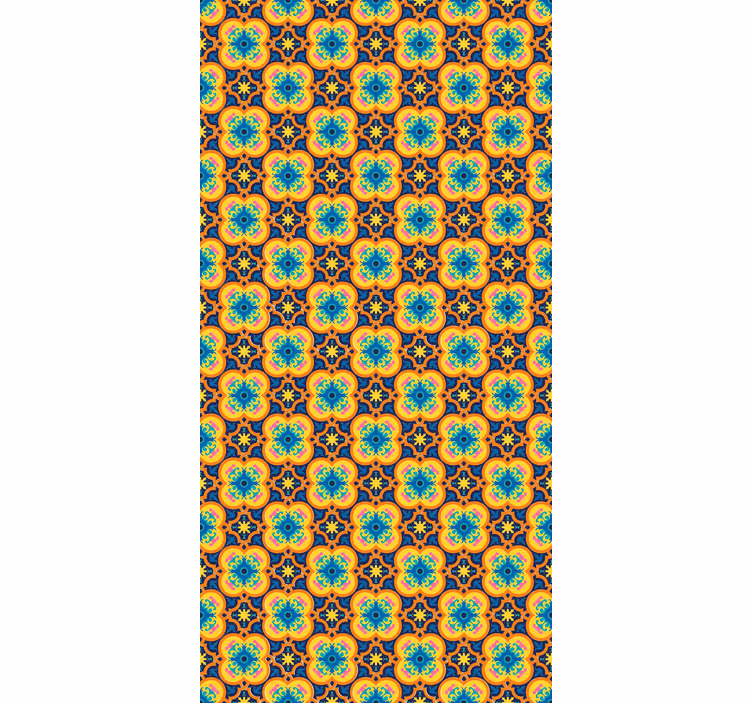 Keltasininen itämainen boho-kuvio efekti tapetti - Tenstickers