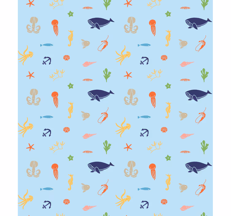 Minimalistiset merieläimet lastenhuoneen tapetti - Tenstickers