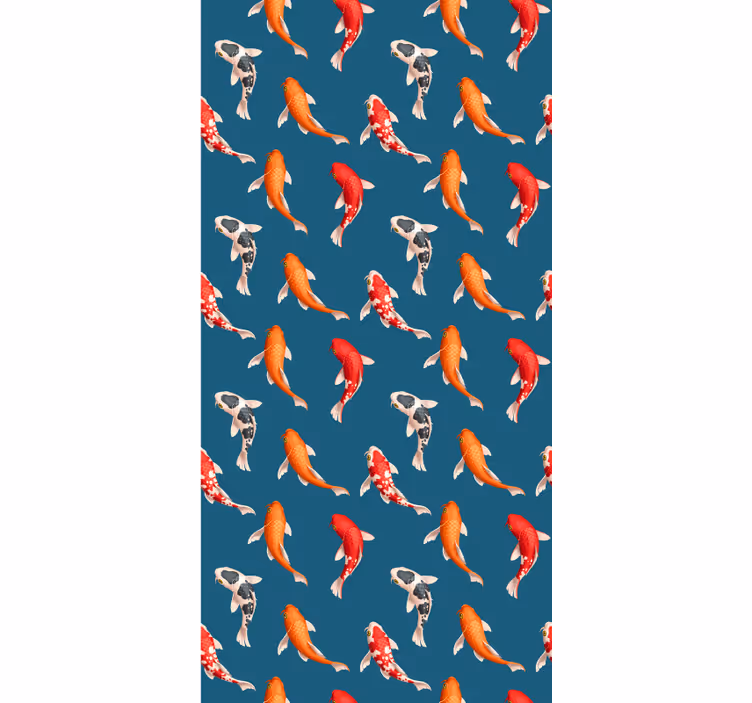 Koi-kalakuviot sinisellä taustalla lastenhuoneen tapetti - Tenstickers