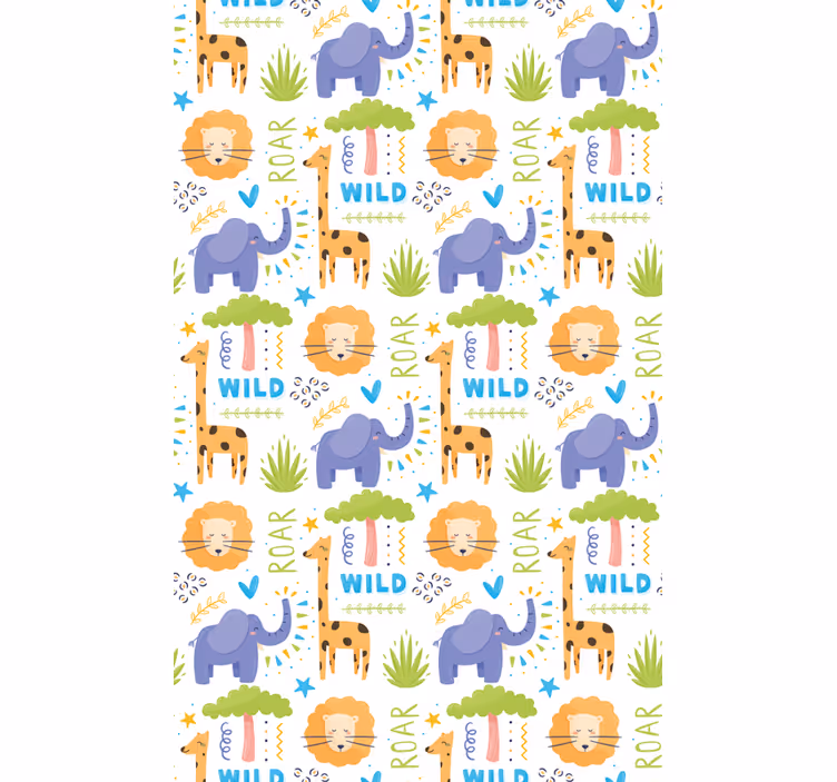 Safari eläinkuvioita lastenhuoneen tapetti - Tenstickers