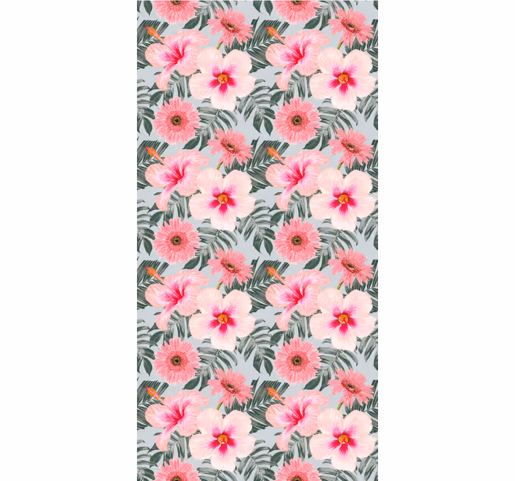 Hibiskus ja kukat käytävätapetti - Tenstickers