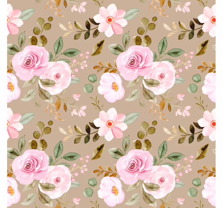 Vintagetyylinen beige ruusutekstuurikukkatapetti - Tenstickers