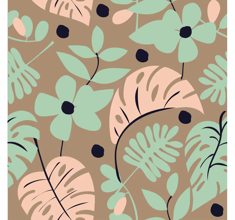 Pastelliväriset monstera-kukat ja lehdet kukkatapetti - Tenstickers