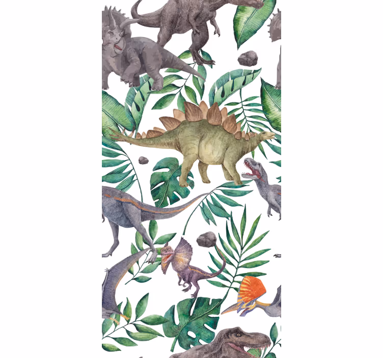 Dinosaurus tapetti jurassic vesiväri kuosi - Tenstickers