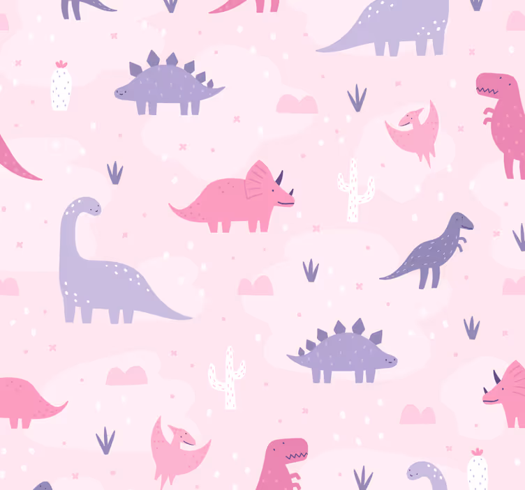 Vaaleanpunainen dinosaurus tapetti - Tenstickers