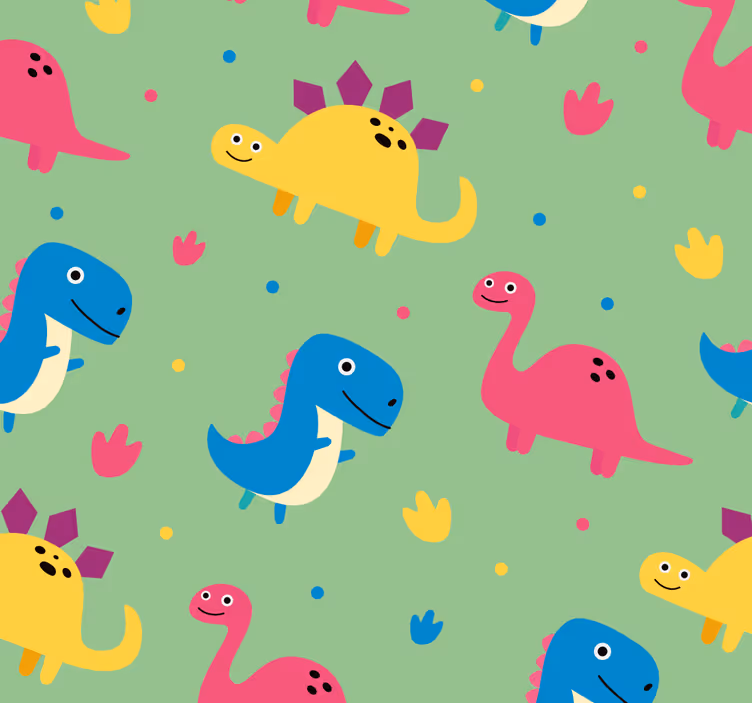 Värikäs tyyli dinosaurus tapetti - Tenstickers