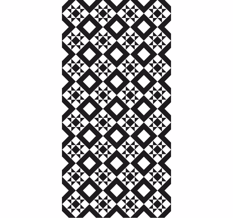 Keittiötapetti mustavalkoinen geometrinen laatta - Tenstickers