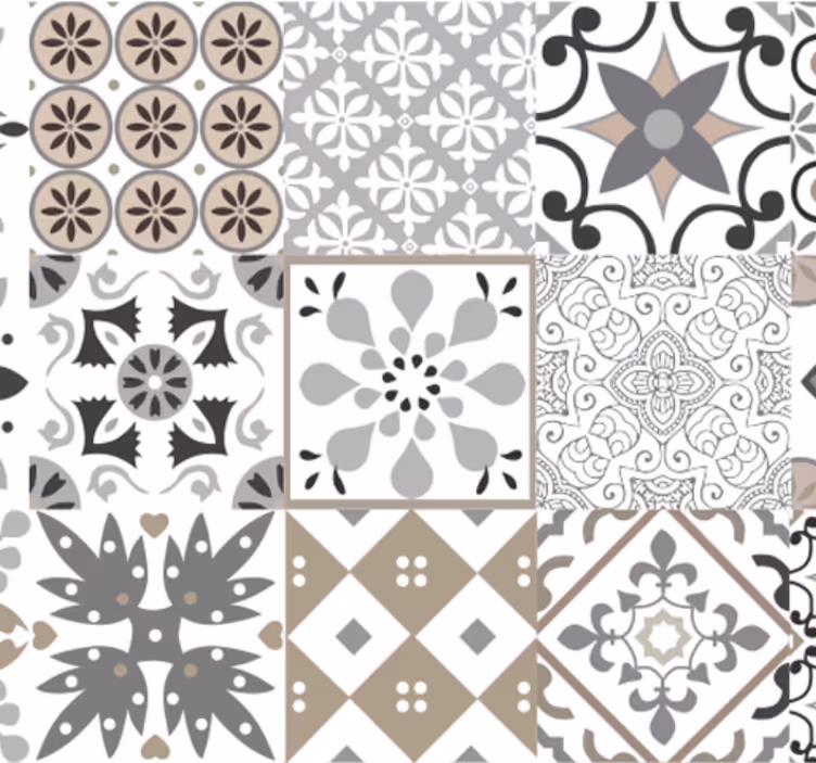 Harmaa mosaiikkikeittiötapetti - Tenstickers