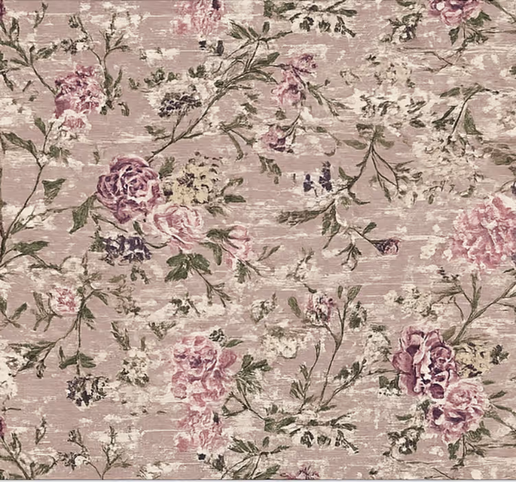 Vintage kukkakuosi violetti olohuone tapetti - Tenstickers