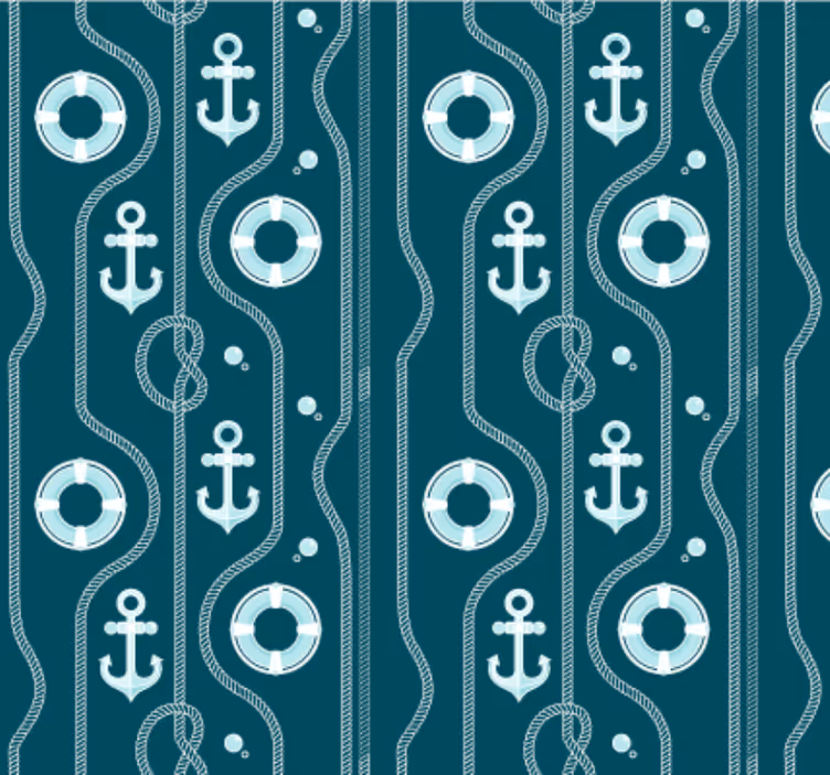Sininen meriteemainen ankkuri kylpyhuoneen tapetti - Tenstickers