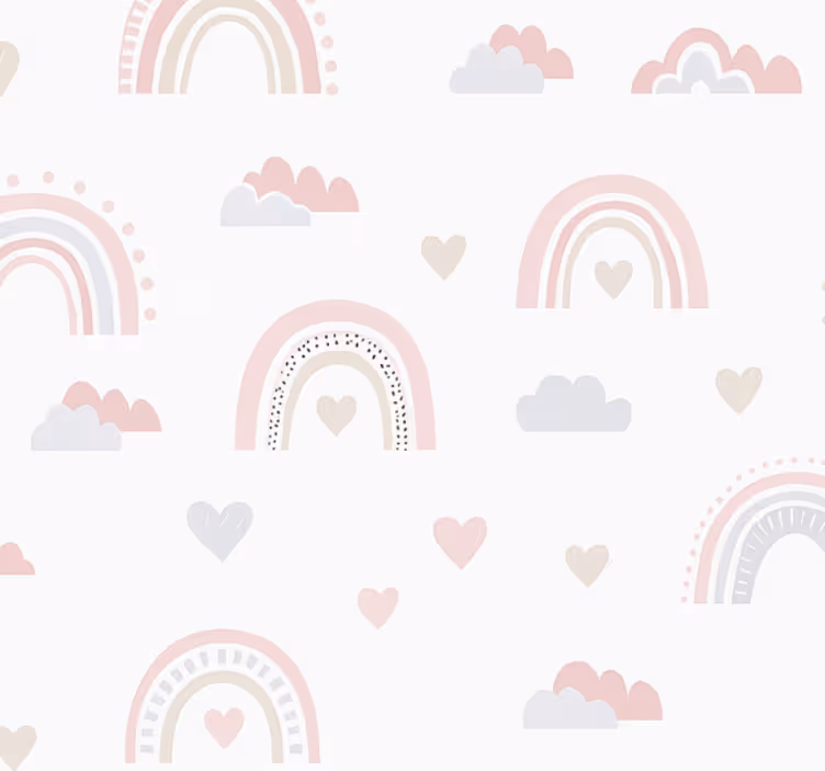 Lastenhuoneen tapetti vaaleanpunaisella sateenkaari-kuviolla - Tenstickers