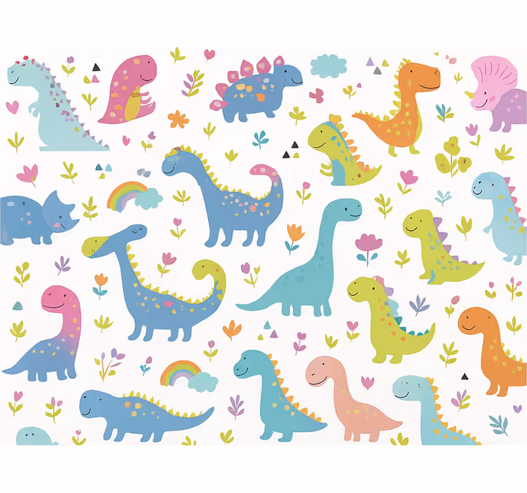 Värikäs dinosaurustapetti lastenhuoneeseen - Tenstickers