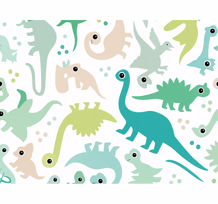 Yksinkertainen värikäs dinosaurus lastenhuoneen tapetti - Tenstickers