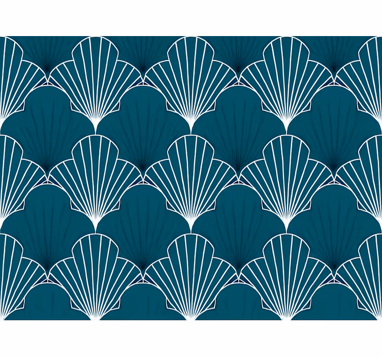 Moderni teal-huippuviuhka-abstrakti tapetti - Tenstickers