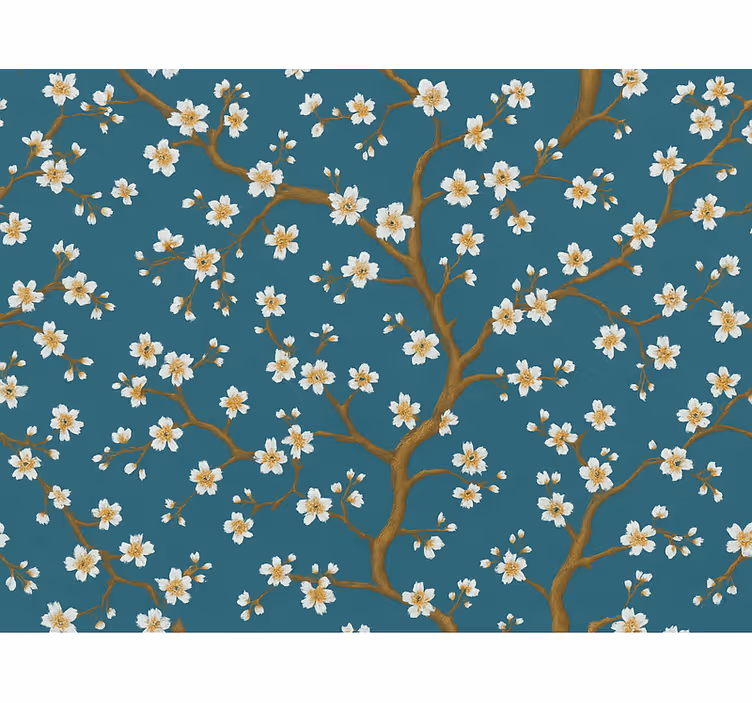 Kultakukka teal kukkatapetti - Tenstickers