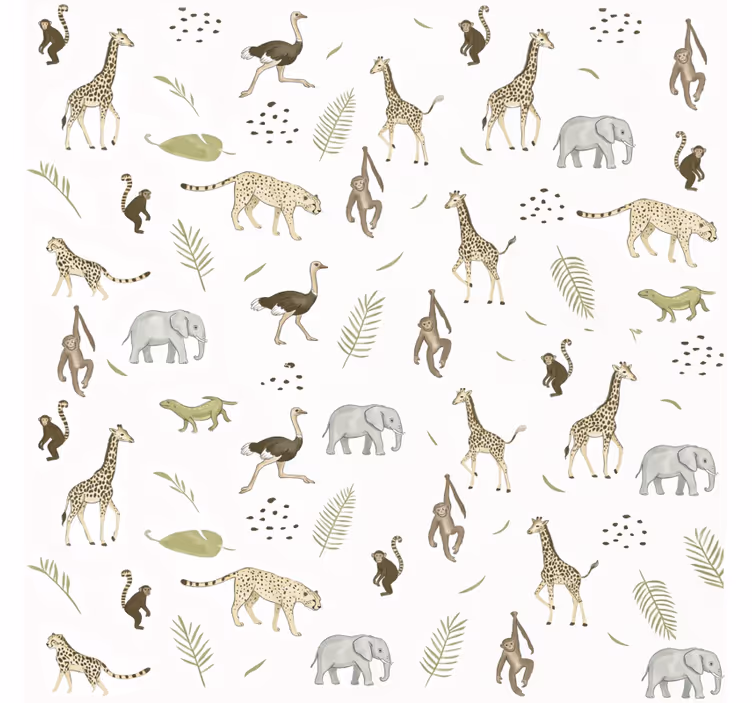 Savannin eläimet lastenhuoneen tapetti - Tenstickers