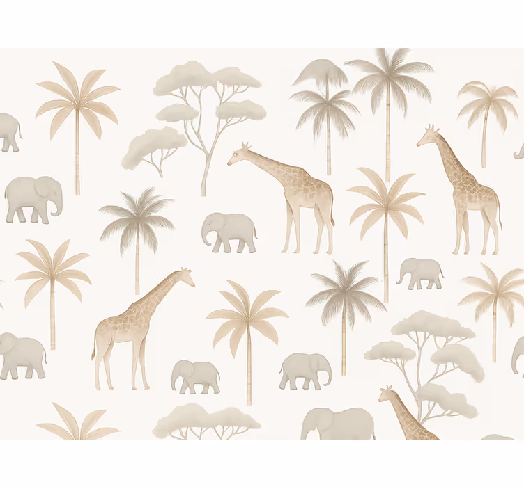 Lastenhuoneen tapetti savannin seikkailu - Tenstickers