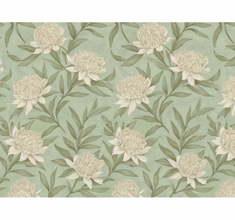 Olohuone tapetti valkoinen protea-tyylinen kukka - Tenstickers