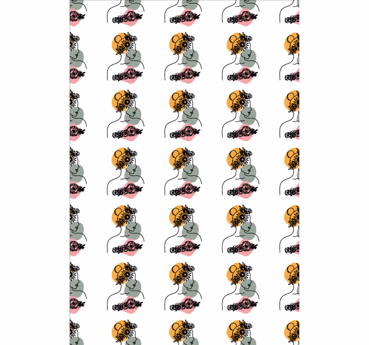 Upean naisen kukkakasvot kukkatapetti - Tenstickers