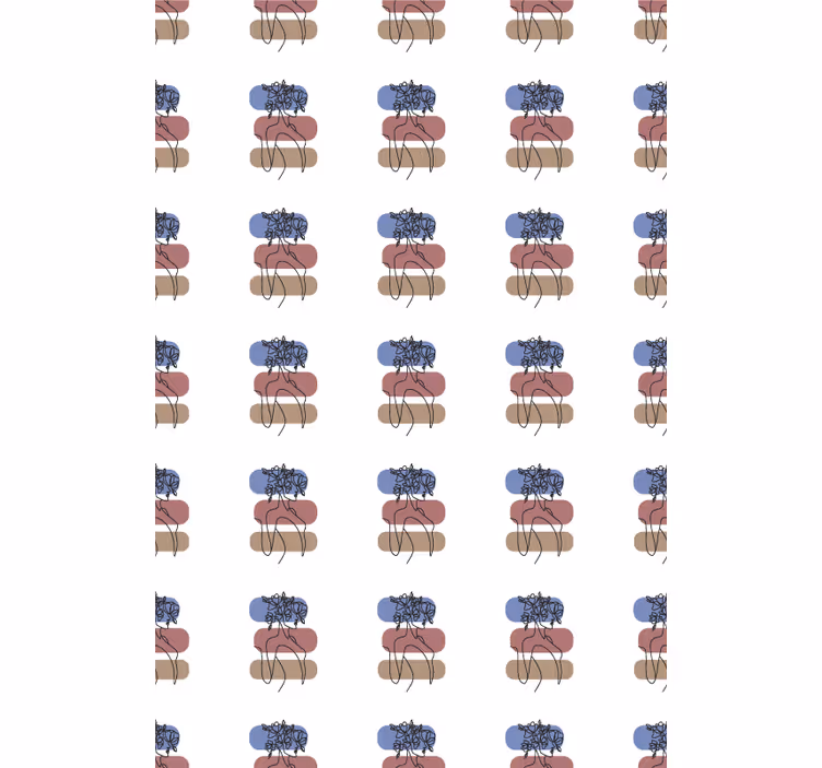 Geometrinen naiskuvitus kukkatapetti - Tenstickers