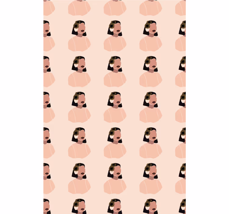 Ihana nainen auringonkukkakasvoilla kukkatapetti - Tenstickers