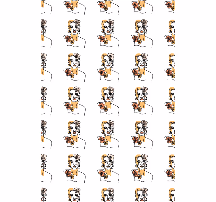 Minimalistinen kasvot orkideoilla kukkatapetti - Tenstickers