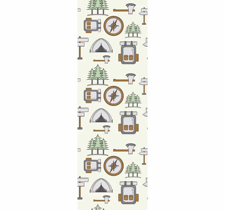 Retkeilyreppu kulho puukko kompassi makuuhuoneen tapetti - Tenstickers