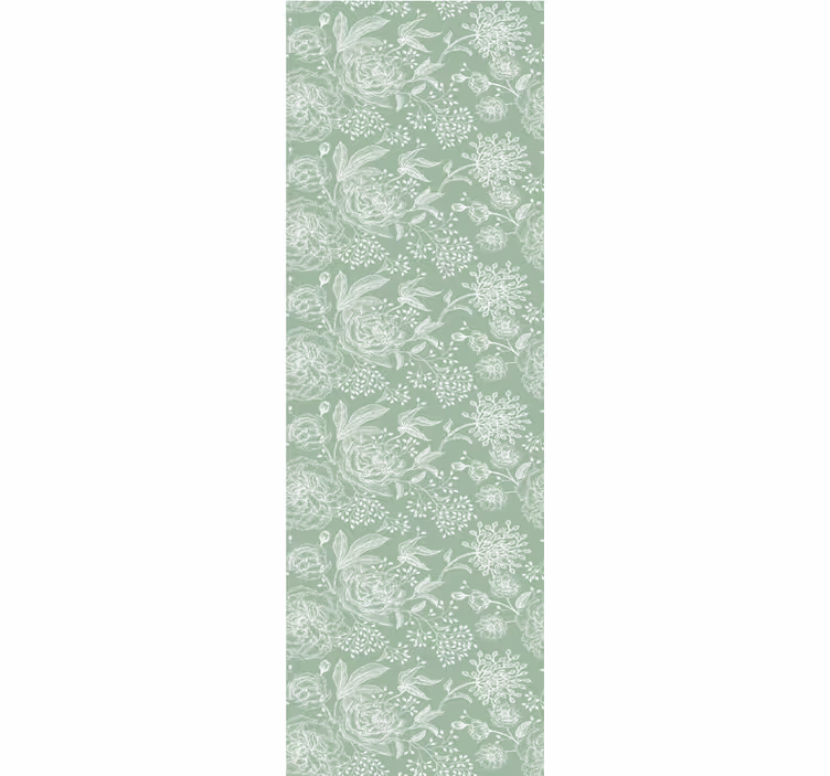 Vihreä kukkakuvioinen retrotyylinen tapetti - Tenstickers