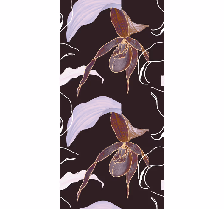 Afrikkalaistyylinen purppuraorkidea tapetti - Tenstickers