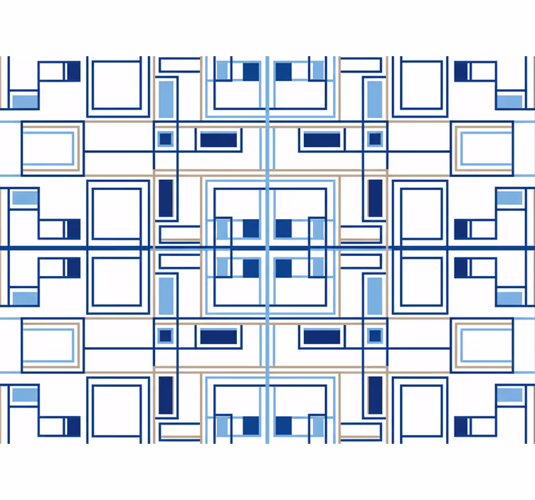 Geometriset muodot sininen ruututapetti - Tenstickers