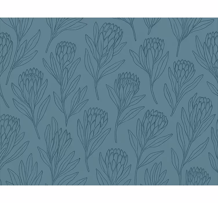 Muted teal tyylitellyt kukat kukkatapetti - Tenstickers