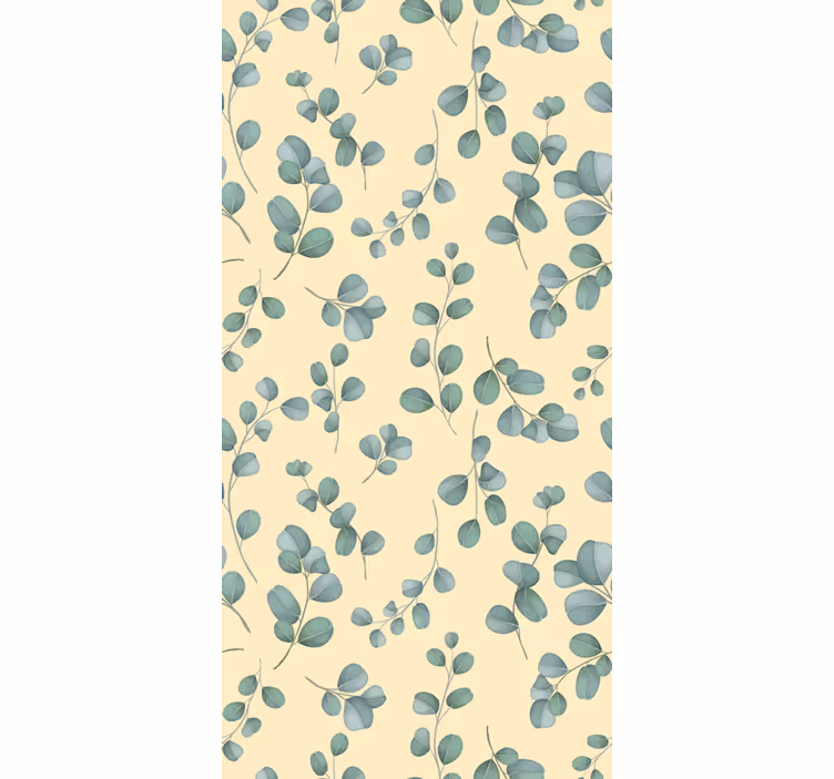 Beige tapetti eukalyptuksenlehtikuviolla - Tenstickers