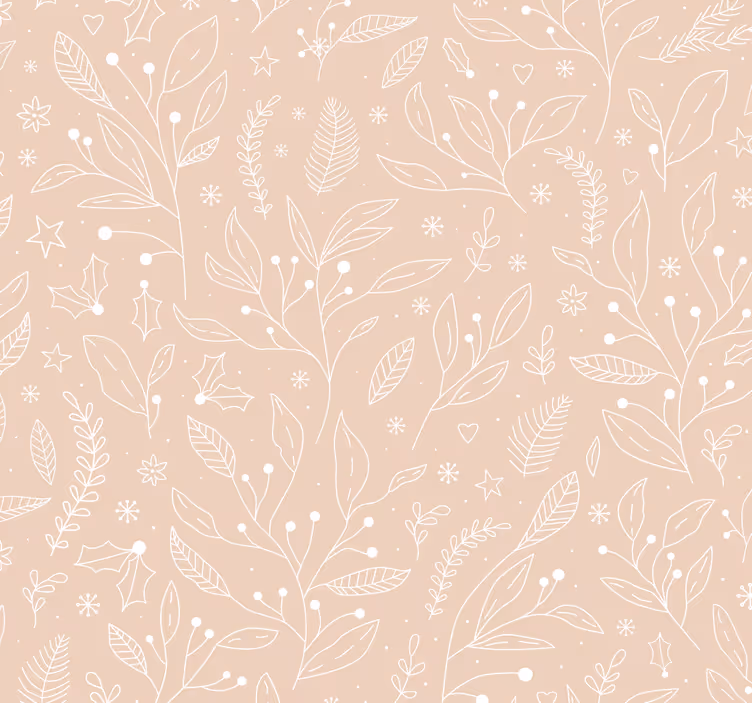 Beige tapetti joulukasvit - Tenstickers