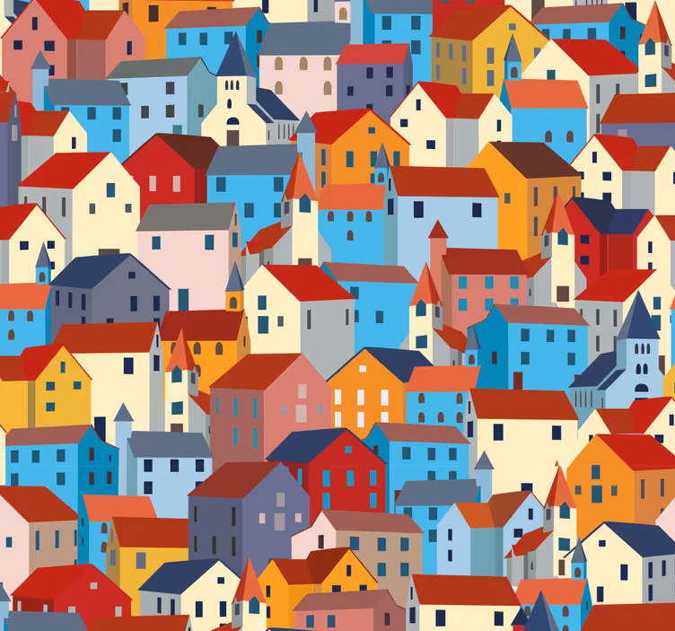 Urbaani tilkkutäkki kaupunkitapetti - Tenstickers