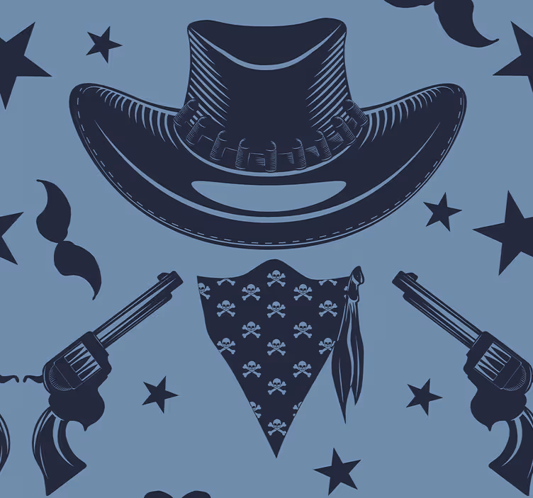 Cowboy hattu revolveri huivi lasten tapetti - Tenstickers