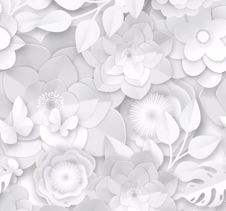 Valkoiset kukat 3D tapetti - Tenstickers