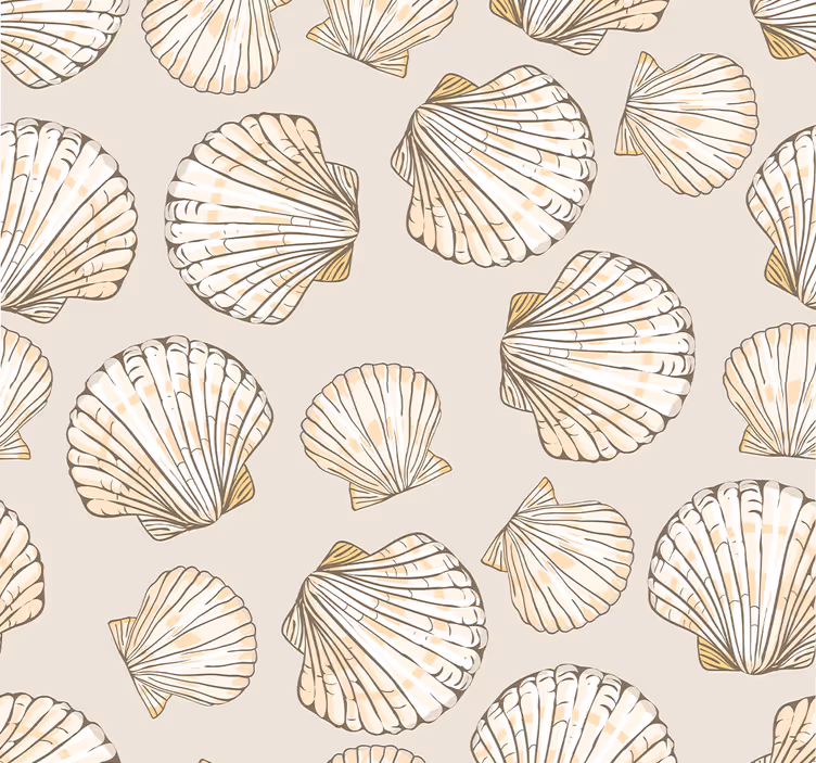 Isot ja pienet simpukat beige tapetti - Tenstickers