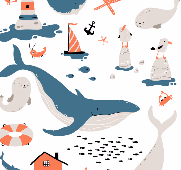 Meren alla lastenhuoneen tapetti - Tenstickers