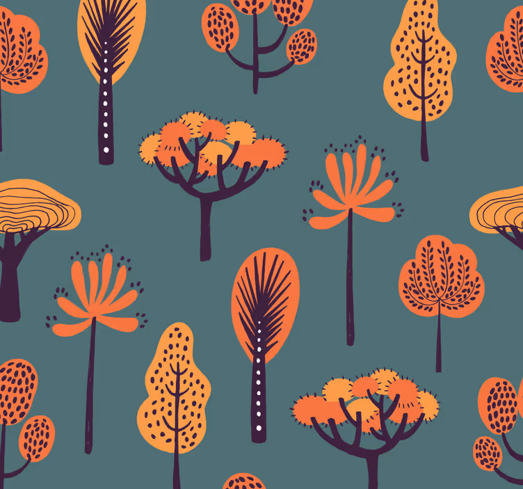 Stylisoidut kasvimotiivit puu tapetti - Tenstickers