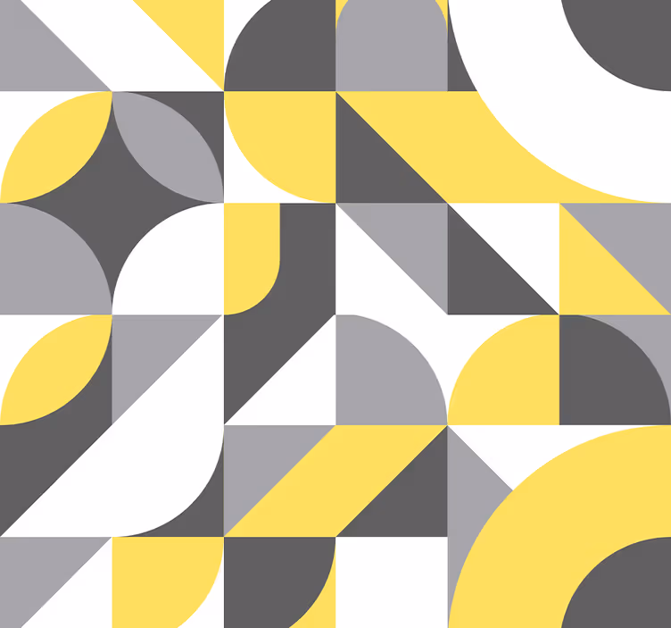 Geometrinen harmaa ja keltainen abstrakti tapetti - Tenstickers