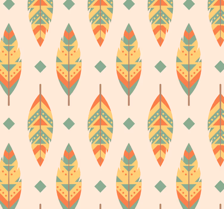 Monivärinen höyhenet retro tapetti Muu vintage tapetti - Tenstickers