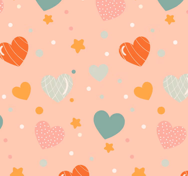 Sydämet ja tähdet kuvio vauvanhuoneen tapetti - Tenstickers